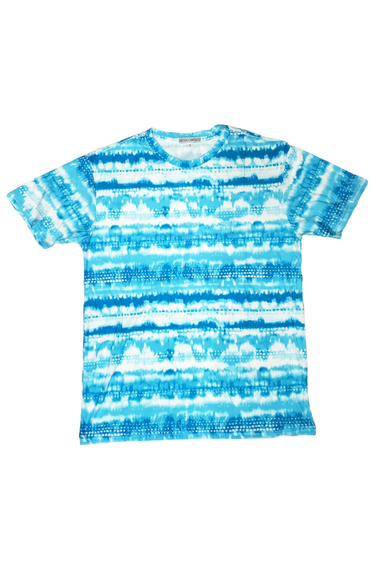 Playera TIE DYE Blanca con Celeste